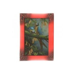 Картина Фен-Шуй Птицы 14х19см 154 Два попугая в цветах, узкая темно-красная рама SH