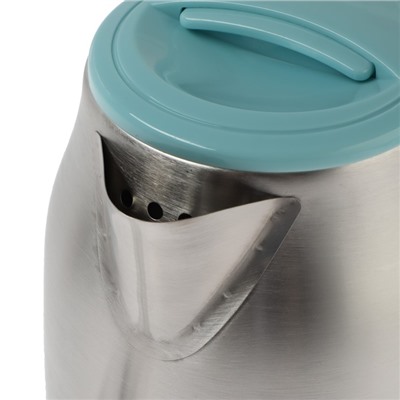 Чайник электрический ENERGY E-202, металл, 1,8 л, 1500 Вт, серебристо-голубой