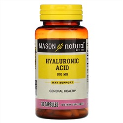 Mason Natural, Гиалуроновая кислота, 100 мг, 30 капсул