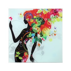 Картина на стекле "Девушка в цветах (листья)" 30*30см