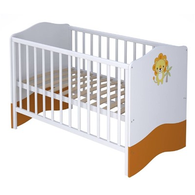 Кроватка детская Polini kids Basic «Джунгли», 140 х 70 см, цвет белый-оранжевый