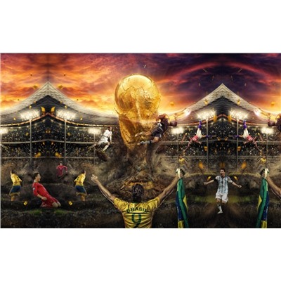 3D Фотообои «Битва за футбольный кубок»