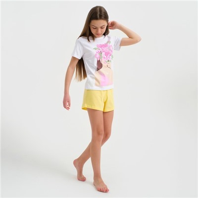 Пижама для девочки KAFTAN "Selfie", рост 164-170 см, цвет белый/жёлтый