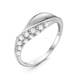 Кольцо из серебра с фианитами родированное к-3945р200