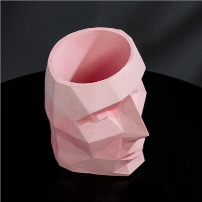 Кашпо полигональное из гипса «Голова», цвет розовый, 11 × 13 см