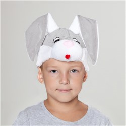Карнавальная шапка "Зайчонок" серо-белый обхват головы 52-57см