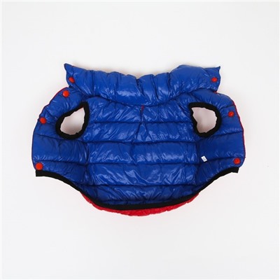 Куртка для собак двухсторонняя с воротником, ДС 26, ОШ 28, ОГ 44, красная/синяя