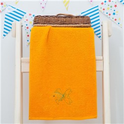 Махровое полотенце "Золотая рыбка", размер 30х60 см, цвет оранжевый
