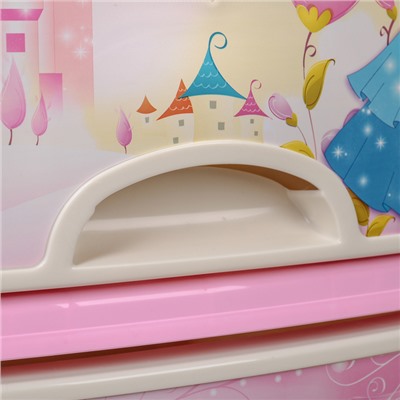 Комод 3-х секционный "Принцесса", на колёсиках, цвет розовый, рисунок МИКС