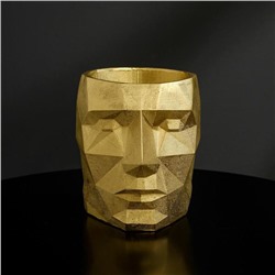 Кашпо полигональное из гипса «Голова», цвет золотой, 11 × 13 см