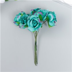 Цветы для декорирования "Роза Вестерленд" аквамарин 1 букет=6 цветов 10 см