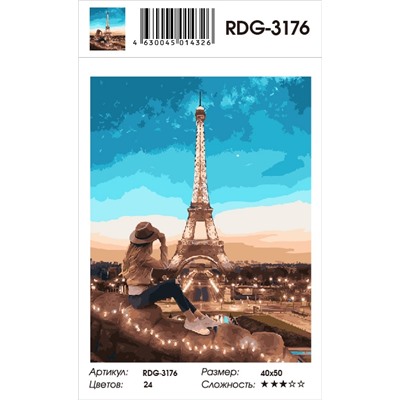 Картина по номерам 40х50 - Сумерки над Парижем