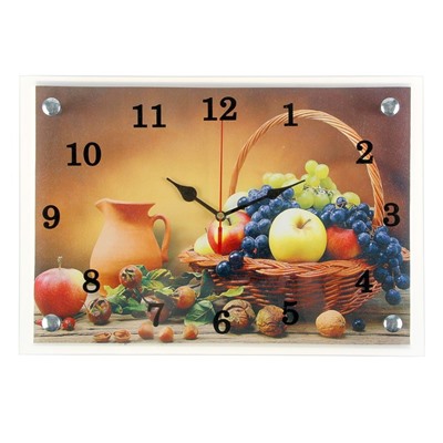 Часы настенные, серия: Кухня, "Корзинка фруктов", 25х35  см, микс