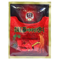 Леденцы с 4-хлетним красным корейским женьшенем и витамином С, Корея, 200 г