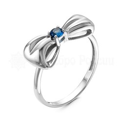 Кольцо из серебра с синим фианитом родированное