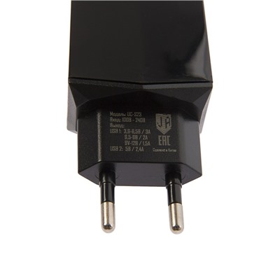 Сетевое зарядное устройство Jet.A, 2 USB, QC3.0/2.4 А, micro USB, 1 м, черное