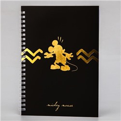 Блокнот А5 на гребне, в твердой обложке с тиснением, 60 листов, Mickey Mouse