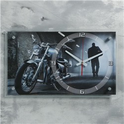 Часы настенные, серия: Транспорт, "Мотоцикл в ночи", 35х60 см