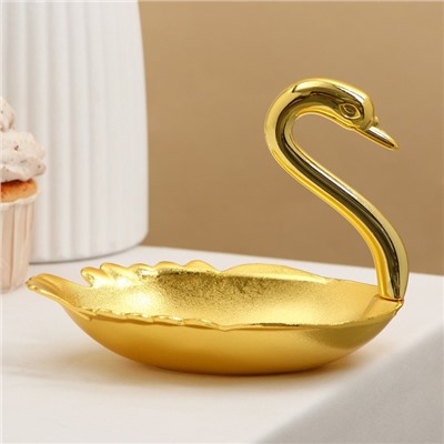 Ваза сервировочная «Лебедь», 14×9×10 см, цвет золотой