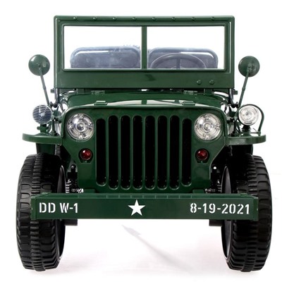 Электромобиль «Армейский джип», 3-х местный, 4WD полный привод, EVA колеса, цвет зелёный