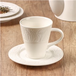Чайная пара Magistro «Лист», чашка 220 мл, 12×9×10 см, блюдце d=15 см
