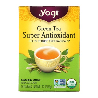 Yogi Tea, Зеленый чай, Super Antioxidant, 16 чайных пакетиков, 1,12 унции (32 г)