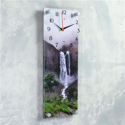 Часы настенные, серия Природа, "Водопад в горах", плавный ход, 49.5х19.5 см