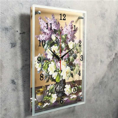 Часы настенные, серия: Цветы, "Букет сирени", 30х40  см, микс