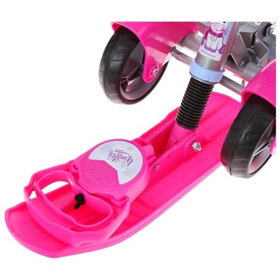 Снегокат с колёсами «Тимка спорт 6 Единорог», ТС6-М/ЕР, с родительской ручкой, со спинкой и ремнём безопасности, цвет розовый/сиреневый/серый