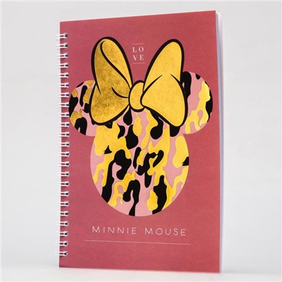 Блокнот А5 на гребне, в твердой обложке с тиснением, 60 листов, Minnie Mouse