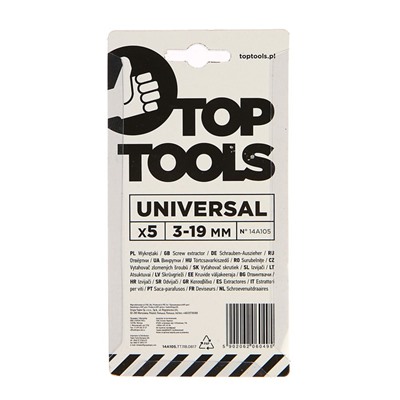 Набор экстракторов Top Tools 14A105, d=3.3-19 мм, 5 шт