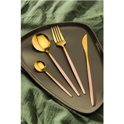 Набор столовых приборов Magistro «Блинк», 4 предмета, цвет металла золотой, розовые ручки