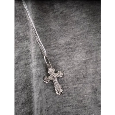 Крест из серебра родированный - 3,2 см 3-038р