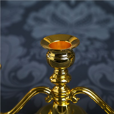 Подсвечник металл на 3 свечи "Плавные линии" цвет золото 12х22х9,5 см