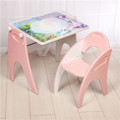 Набор мебели «Части света»: парта, мольберт, стульчик. Цвет розовый