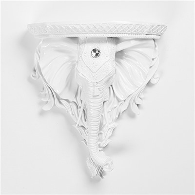Декор настенный-полка "Индийский слон" 34.2 x 30.5 см, белый