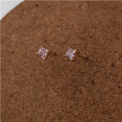 Серьги гвоздики коллекция Xuping ML покрытие позолота светло-розовый камень