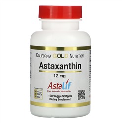 California Gold Nutrition, Астаксантин, чистый исландский AstaLif, 12 мг, 120 растительных мягких таблеток