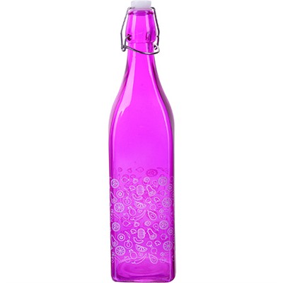28175-2 Бутылка 1л стекло с крышкой ФИОЛЕТОВЫЙ LR (х12)
