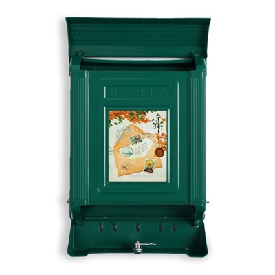 Ящик почтовый, пластиковый, «Декор», с замком, зелёный