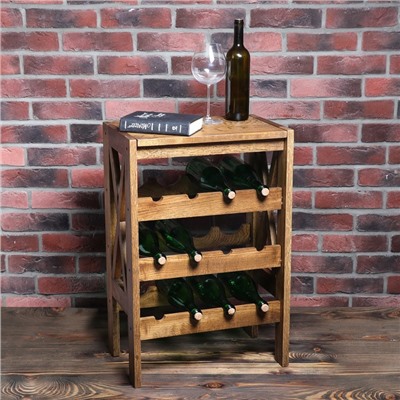 Стеллаж винный "Прованс", 12 бутылок, цвет темный орех, 70х51х32 см, массив дуба