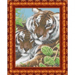 Ткань-схема для вышивания бисером и крестом "Тигры" А3 (кбж 3018)