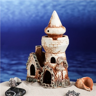 Декорации для аквариума "Башня с домиком" микс