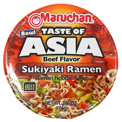 Лапша б/п со вкусом сукияки Taste of Asia Maruchan, США, 104 г