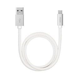 Кабель Deppa (72269) USB - micro USB, 1,2 м, алюминий/экокожа, белый