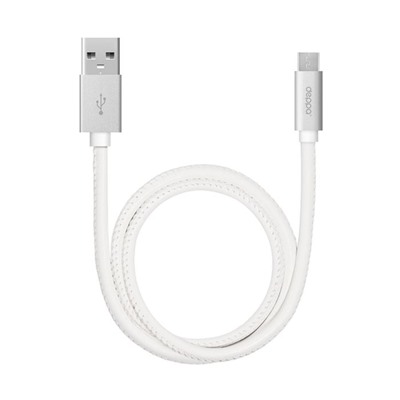 Кабель Deppa (72269) USB - micro USB, 1,2 м, алюминий/экокожа, белый