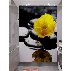 Фотоштора для ванной Желтая орхидея на камнях