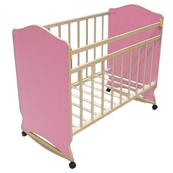 Детская кроватка «Морозко» на колёсах или качалке, цвет розовый
