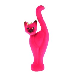 Копилка "Кошка Анфиса" малая, флок, розовая
