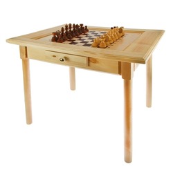 Шахматный стол с ящиком (80х60х72 см, игровое поле 36х36 см, король h=11.5 см)